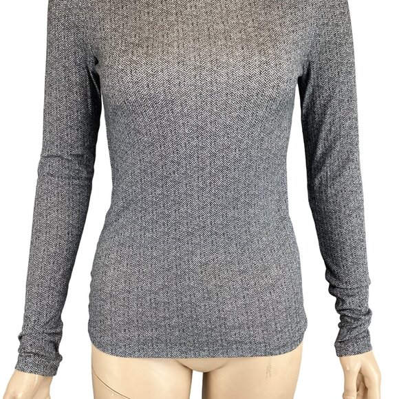 Club Monaco Turtleneck Top Size Medium Julie Houndstooth‎ Womens Wool Blend Gray - Picture 6 of 7